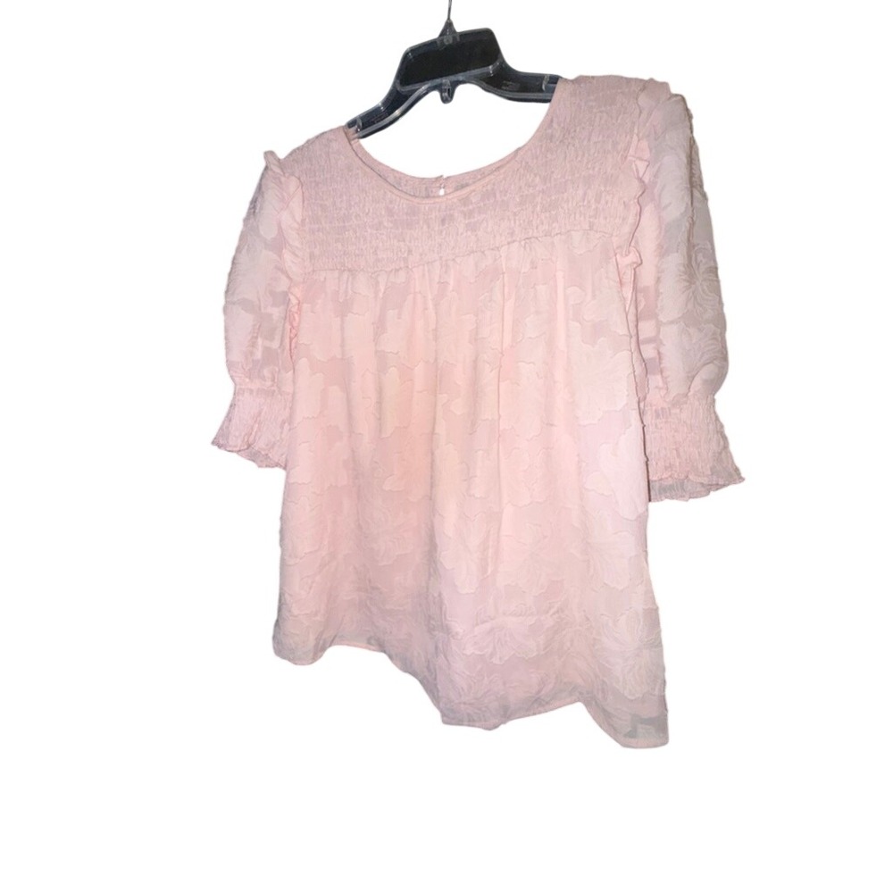 Women's Blouse Lot Size Large Maison d'Amélie Satin + Dokotoo Pink Ruffle Top - Picture 9 of 9
